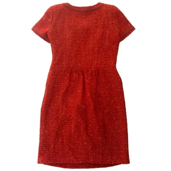 Love Moschino Tweed Shift Short Sleeve Crewneck Mini Dress Size 4 Cherry Red Dresses